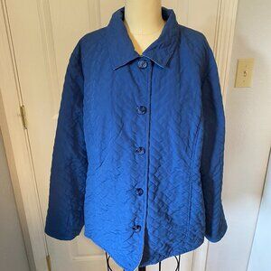 Chico's Blue/ Cream Reversible Quilted Jacket - Size XL
